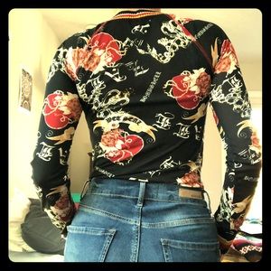90’s Wet Seal Long Sleeve Sheer Tattoo Top